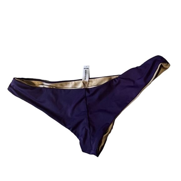 Water Glamour Swimwear Reversible Black Bikini Bottom Purple to Gold Size Large - Picture 2 of 5